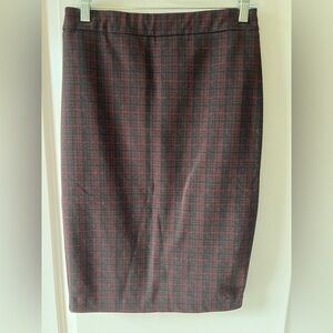 Dalia Black and Burgundy Plaid Pencil Skirt